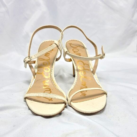 Sam Edelman Dara Croc Embossed Print Sandals Ivory Size 9.5 - Picture 3 of 16